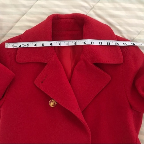 Vintage Fleurette Red Cashmere Double Breasted Peacoat Union Made S-M - Picture 12 of 17